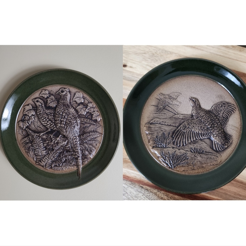 Set of 2 Vintage Poole England Pheasant Wall Decor Plates - No.68/No.36 of 5000